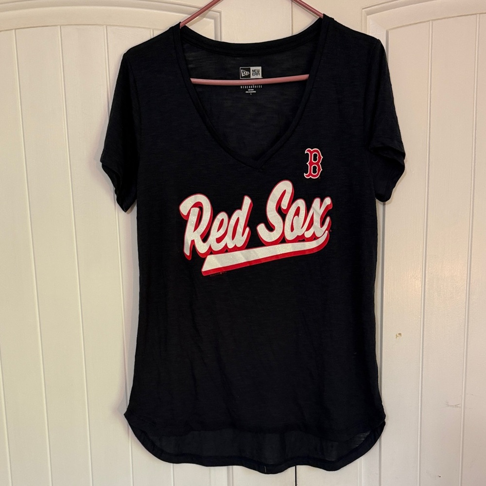 New Era Black Tee with Red & White 'Red Sox' Script